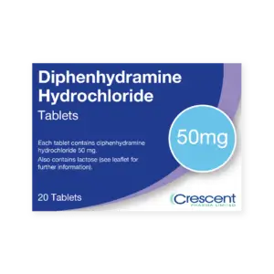 Diphenhydramine 50mg Tablets, Crescent Pharmaceuticals, Crescent Pharma, Crescent Medical UK, Crescent Manufacturing, Crescent R&D, Thorpe Laboratoires, Andover Warehouse, Barnsley Warehouse, M&A Pharma, M&A Pharmachem, Archimedis, Uk Generic Medicine, Uk Pharmaceuticals