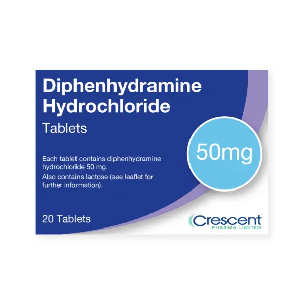 Diphenhydramine 50mg Tablets, Crescent Pharmaceuticals, Crescent Pharma, Crescent Medical UK, Crescent Manufacturing, Crescent R&D, Thorpe Laboratoires, Andover Warehouse, Barnsley Warehouse, M&A Pharma, M&A Pharmachem, Archimedis, Uk Generic Medicine, Uk Pharmaceuticals