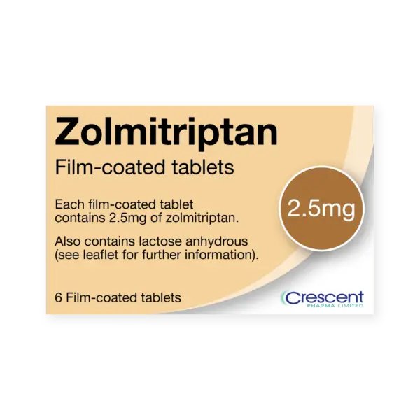 Zolmitriptan 2.5mg Film-coated Tablets, Crescent Pharmaceuticals, Crescent Pharma, Crescent Medical UK, Crescent Manufacturing, Crescent R&D, Thorpe Laboratoires, Andover Warehouse, Barnsley Warehouse, M&A Pharma, M&A Pharmachem, Archimedis, Uk Generic Medicine, Uk Pharmaceuticals