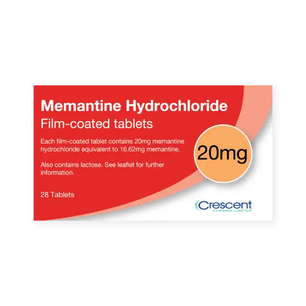 Memantine 20mg Film-coated Tablets, Crescent Pharmaceuticals, Crescent Pharma, Crescent Medical UK, Crescent Manufacturing, Crescent R&D, Thorpe Laboratoires, Andover Warehouse, Barnsley Warehouse, M&A Pharma, M&A Pharmachem, Archimedis, Uk Generic Medicine, Uk Pharmaceuticals