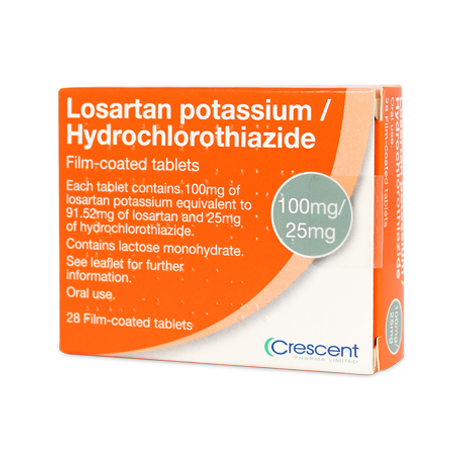 Crescent Pharma Losartan 100mg/25mg Film-coated Tablets