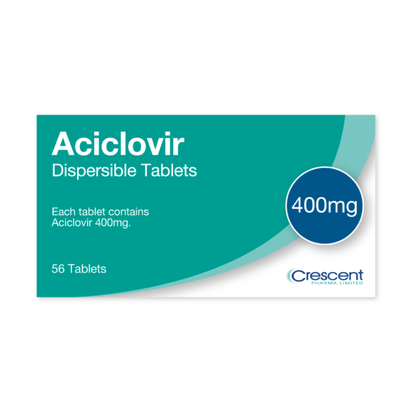 Aciclovir 400mg Dispersible Tablets, Crescent Pharmaceuticals, Crescent Pharma, Crescent Medical UK, Crescent Manufacturing, Crescent R&D, Thorpe Laboratoires, Andover Warehouse, Barnsley Warehouse, M&A Pharma, M&A Pharmachem, Archimedis, Uk Generic Medicine, Uk Pharmaceuticals