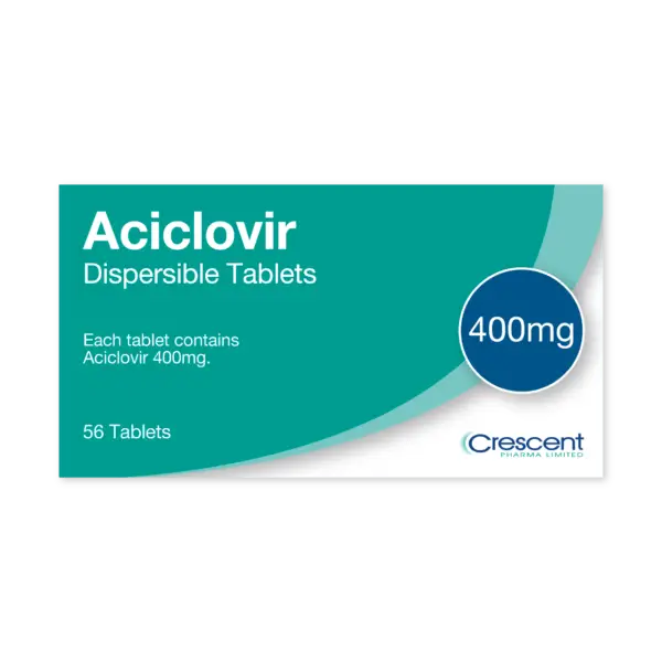 Aciclovir 400mg Dispersible Tablets, Crescent Pharmaceuticals, Crescent Pharma, Crescent Medical UK, Crescent Manufacturing, Crescent R&D, Thorpe Laboratoires, Andover Warehouse, Barnsley Warehouse, M&A Pharma, M&A Pharmachem, Archimedis, Uk Generic Medicine, Uk Pharmaceuticals
