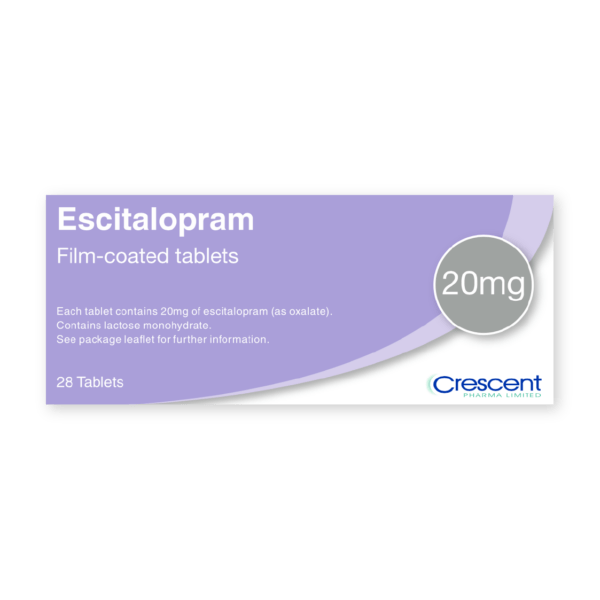 Escitalopram 20mg Film-coated Tablets, Crescent Pharmaceuticals, Crescent Pharma, Crescent Medical UK, Crescent Manufacturing, Crescent R&D, Thorpe Laboratoires, Andover Warehouse, Barnsley Warehouse, M&A Pharma, M&A Pharmachem, Archimedis, Uk Generic Medicine, Uk Pharmaceuticals