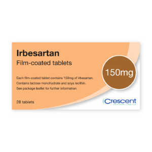 Irbesartan 150mg Film-coated Tablets, Crescent Pharmaceuticals, Crescent Pharma, Crescent Medical UK, Crescent Manufacturing, Crescent R&D, Thorpe Laboratoires, Andover Warehouse, Barnsley Warehouse, M&A Pharma, M&A Pharmachem, Archimedis, Uk Generic Medicine, Uk Pharmaceuticals