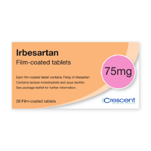 Irbesartan 75mg Film-coated Tablets, Crescent Pharmaceuticals, Crescent Pharma, Crescent Medical UK, Crescent Manufacturing, Crescent R&D, Thorpe Laboratoires, Andover Warehouse, Barnsley Warehouse, M&A Pharma, M&A Pharmachem, Archimedis, Uk Generic Medicine, Uk Pharmaceuticals