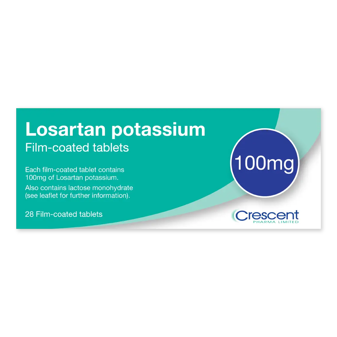 Losartan Potassium 100mg Film-coated Tablets, Crescent Pharmaceuticals, Crescent Pharma, Crescent Medical UK, Crescent Manufacturing, Crescent R&D, Thorpe Laboratoires, Andover Warehouse, Barnsley Warehouse, M&A Pharma, M&A Pharmachem, Archimedis, Uk Generic Medicine, Uk Pharmaceuticals