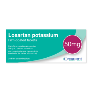 Losartan Potassium 50mg Film-coated Tablets, Crescent Pharmaceuticals, Crescent Pharma, Crescent Medical UK, Crescent Manufacturing, Crescent R&D, Thorpe Laboratoires, Andover Warehouse, Barnsley Warehouse, M&A Pharma, M&A Pharmachem, Archimedis, Uk Generic Medicine, Uk Pharmaceuticals