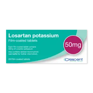 Losartan Potassium 50mg Film-coated Tablets, Crescent Pharmaceuticals, Crescent Pharma, Crescent Medical UK, Crescent Manufacturing, Crescent R&D, Thorpe Laboratoires, Andover Warehouse, Barnsley Warehouse, M&A Pharma, M&A Pharmachem, Archimedis, Uk Generic Medicine, Uk Pharmaceuticals