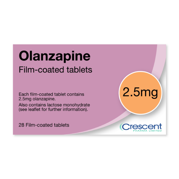 Olanzapine 2.5mg Film-coated Tablets, Crescent Pharmaceuticals, Crescent Pharma, Crescent Medical UK, Crescent Manufacturing, Crescent R&D, Thorpe Laboratoires, Andover Warehouse, Barnsley Warehouse, M&A Pharma, M&A Pharmachem, Archimedis, Uk Generic Medicine, Uk Pharmaceuticals