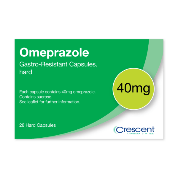 Omeprazole 40mg Gastro-Resistant Capsules, Hard, Crescent Pharmaceuticals, Crescent Pharma, Crescent Medical UK, Crescent Manufacturing, Crescent R&D, Thorpe Laboratoires, Andover Warehouse, Barnsley Warehouse, M&A Pharma, M&A Pharmachem, Archimedis, Uk Generic Medicine, Uk Pharmaceuticals