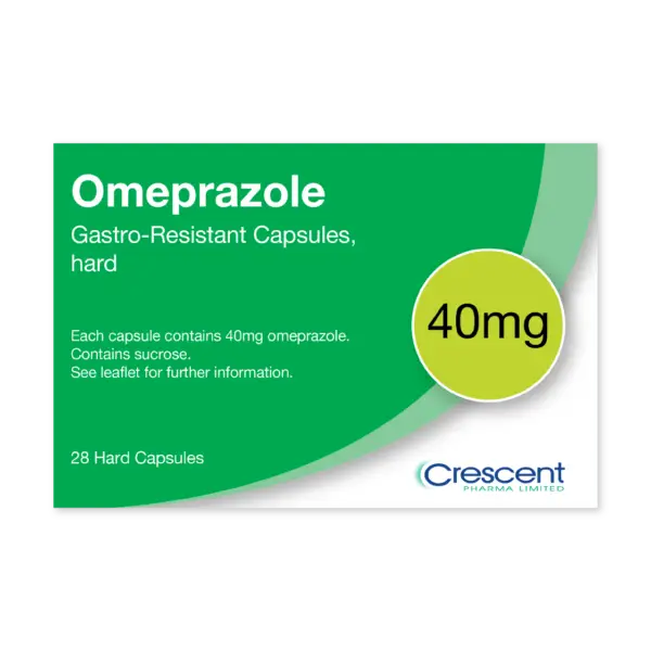 Omeprazole 40mg Gastro-Resistant Capsules, Hard, Crescent Pharmaceuticals, Crescent Pharma, Crescent Medical UK, Crescent Manufacturing, Crescent R&D, Thorpe Laboratoires, Andover Warehouse, Barnsley Warehouse, M&A Pharma, M&A Pharmachem, Archimedis, Uk Generic Medicine, Uk Pharmaceuticals