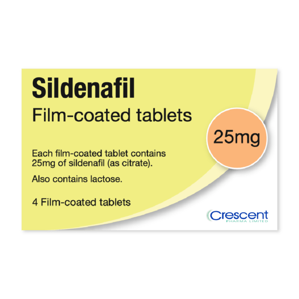 Sildenafil 25mg Film-coated Tablets, Crescent Pharmaceuticals, Crescent Pharma, Crescent Medical UK, Crescent Manufacturing, Crescent R&D, Thorpe Laboratoires, Andover Warehouse, Barnsley Warehouse, M&A Pharma, M&A Pharmachem, Archimedis, Uk Generic Medicine, Uk Pharmaceuticals