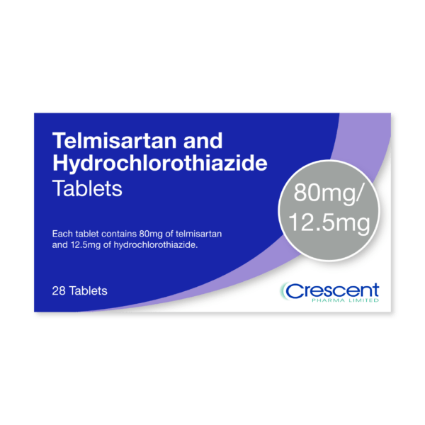 Telmisartan and Hydrochlorothiazide 80mg,12.5mg Tablets, Crescent Pharmaceuticals, Crescent Pharma, Crescent Medical UK, Crescent Manufacturing, Crescent R&D, Thorpe Laboratoires, Andover Warehouse, Barnsley Warehouse, M&A Pharma, M&A Pharmachem, Archimedis, Uk Generic Medicine, Uk Pharmaceuticals