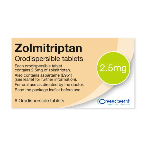 Zolmitriptan 2.5mg Orodispersible Tablets, Crescent Pharmaceuticals, Crescent Pharma, Crescent Medical UK, Crescent Manufacturing, Crescent R&D, Thorpe Laboratoires, Andover Warehouse, Barnsley Warehouse, M&A Pharma, M&A Pharmachem, Archimedis, Uk Generic Medicine, Uk Pharmaceuticals