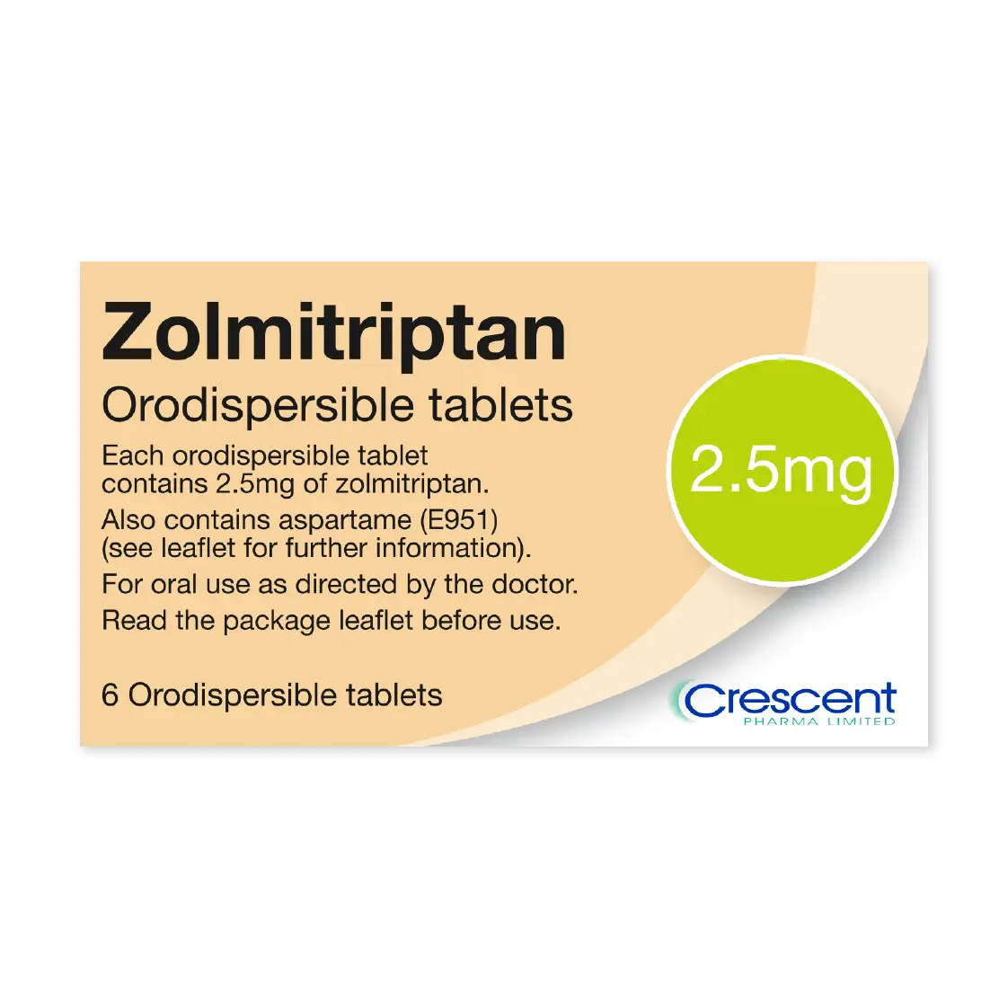 Zolmitriptan 2.5mg Orodispersible Tablets, Crescent Pharmaceuticals, Crescent Pharma, Crescent Medical UK, Crescent Manufacturing, Crescent R&D, Thorpe Laboratoires, Andover Warehouse, Barnsley Warehouse, M&A Pharma, M&A Pharmachem, Archimedis, Uk Generic Medicine, Uk Pharmaceuticals