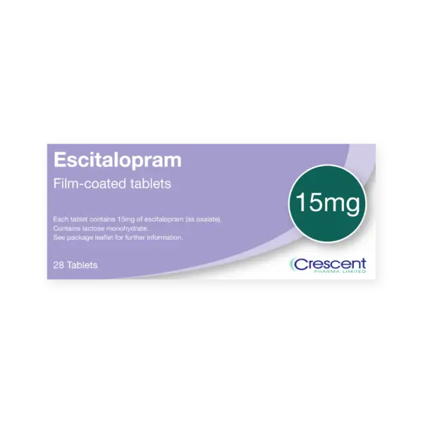 Escitalopram 15mg Film-coated Tablets, Crescent Pharmaceuticals, Crescent Pharma, Crescent Medical UK, Crescent Manufacturing, Crescent R&D, Thorpe Laboratoires, Andover Warehouse, Barnsley Warehouse, M&A Pharma, M&A Pharmachem, Archimedis, Uk Generic Medicine, Uk Pharmaceuticals