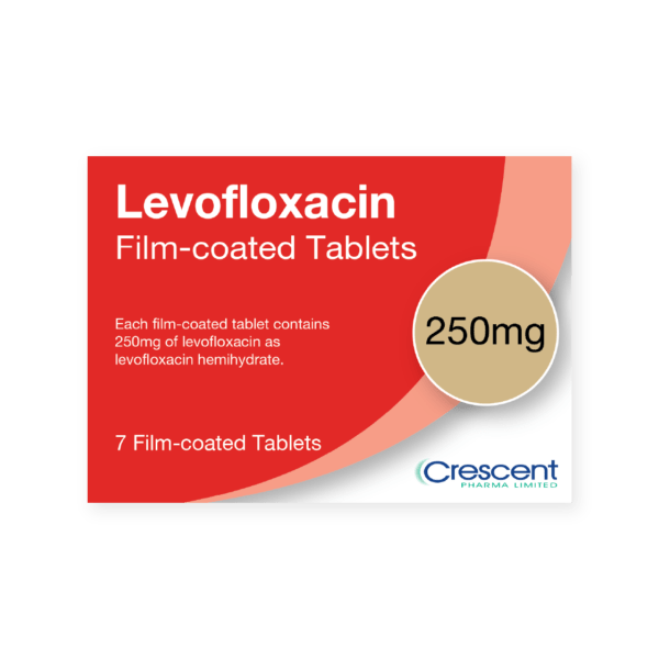 Levofloxacin 250mg Film-coated Tablets, Crescent Pharmaceuticals, Crescent Pharma, Crescent Medical UK, Crescent Manufacturing, Crescent R&D, Thorpe Laboratoires, Andover Warehouse, Barnsley Warehouse, M&A Pharma, M&A Pharmachem, Archimedis, Uk Generic Medicine, Uk Pharmaceuticals