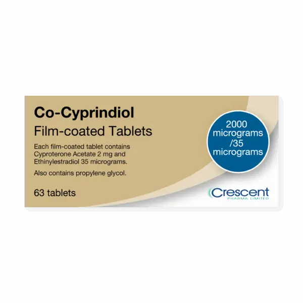 Co-Cyprindiol 2000mcg/35mcg Film-coated Tablets, Crescent Pharmaceuticals, Crescent Pharma, Crescent Medical UK, Crescent Manufacturing, Crescent R&D, Thorpe Laboratoires, Andover Warehouse, Barnsley Warehouse, M&A Pharma, M&A Pharmachem, Archimedis, Uk Generic Medicine, Uk Pharmaceuticals