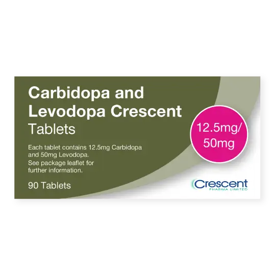 Carbidopa and Levodopa Crescent 12.5mg/50mg Tablets, Crescent Pharmaceuticals, Crescent Pharma, Crescent Medical UK, Crescent Manufacturing, Crescent R&D, Thorpe Laboratoires, Andover Warehouse, Barnsley Warehouse, M&A Pharma, M&A Pharmachem, Archimedis, Uk Generic Medicine, Uk Pharmaceuticals