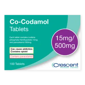 Co-codamol 15mg/500mg Tablets, Crescent Pharmaceuticals, Crescent Pharma, Crescent Medical UK, Crescent Manufacturing, Crescent R&D, Thorpe Laboratoires, Andover Warehouse, Barnsley Warehouse, M&A Pharma, M&A Pharmachem, Archimedis, Uk Generic Medicine, Uk Pharmaceuticals